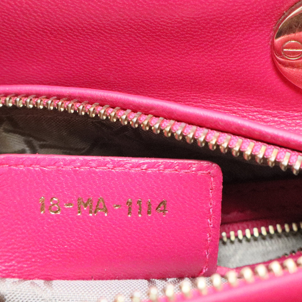 Dior Lambskin Cannage Medium Lady Dior Fuchsia