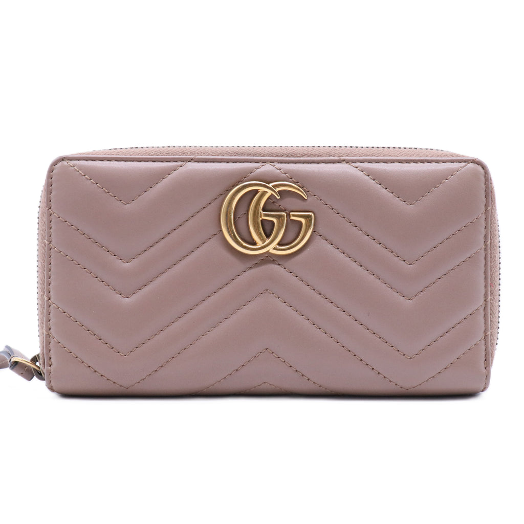 GG Marmont Wallet Zip Around Matelasse Dusty Pink