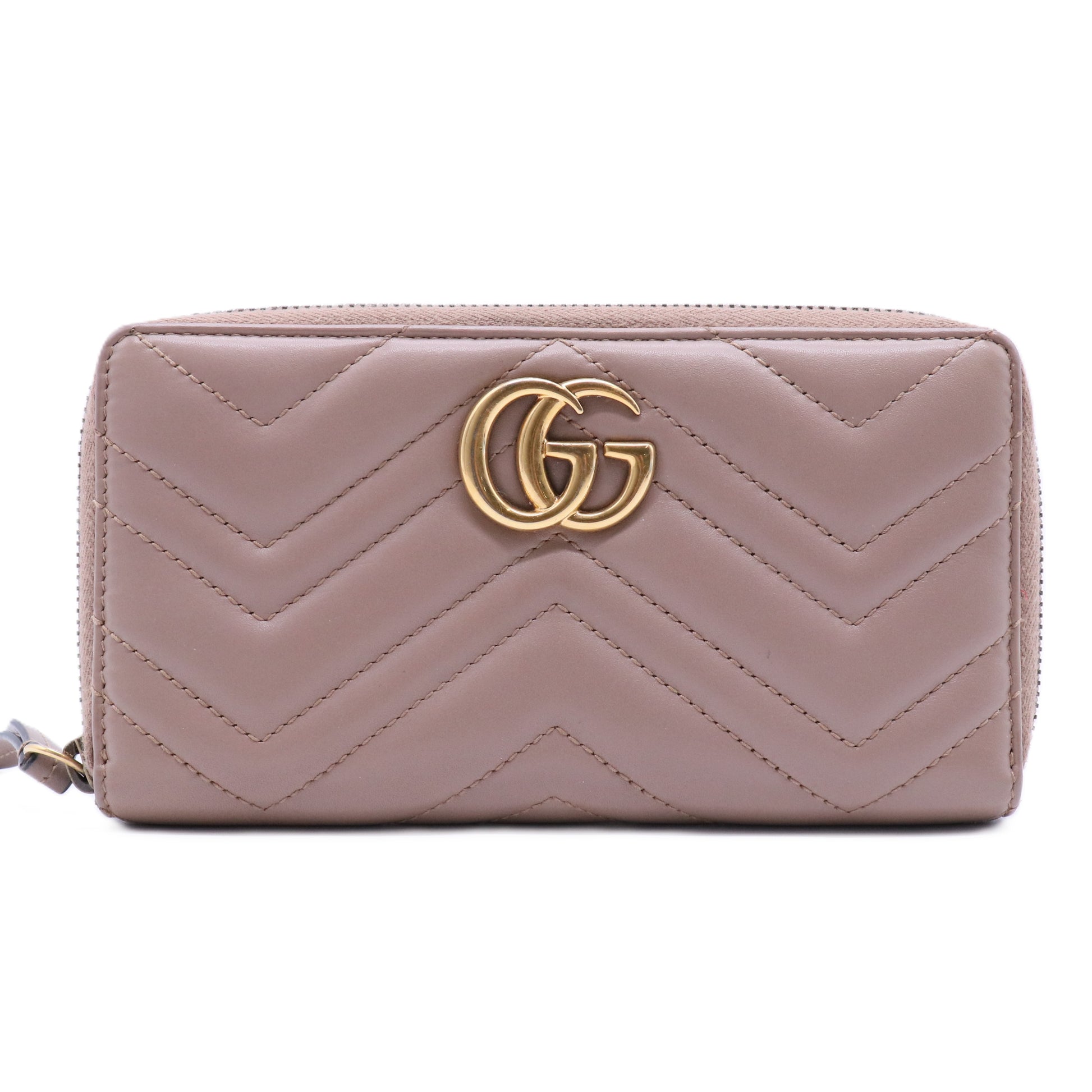 GG Marmont Wallet Zip Around Matelasse Dusty Pink