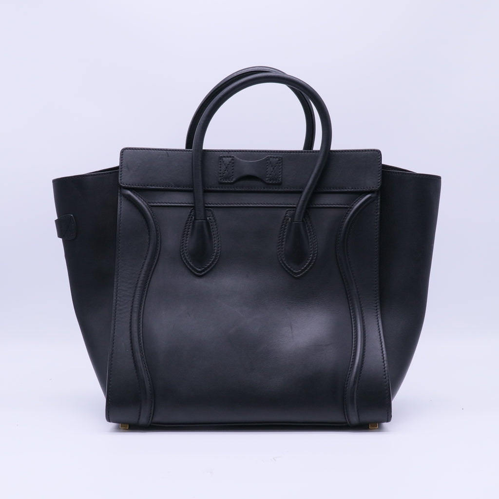 Celine Black Smooth Calfskin Leather Large Luggage Tote Bag twins B20324