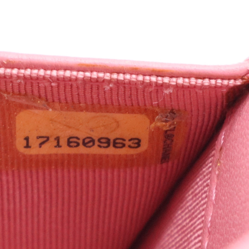 Pink Quilted Lambskin Leather Flap Card Holder