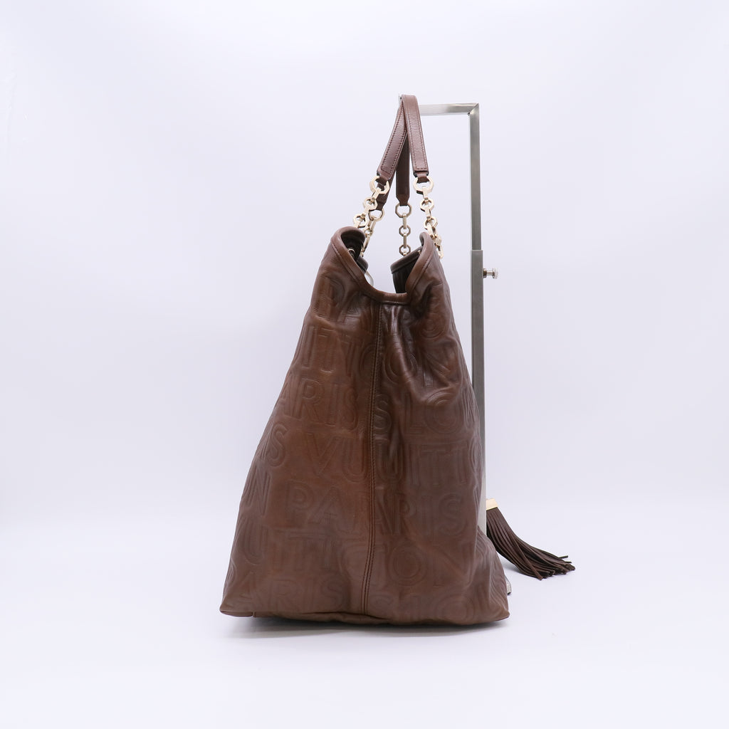 Louis Vuitton Limited Edition Chocolate Leather Paris Souple Whisper GM Bag twins B23946