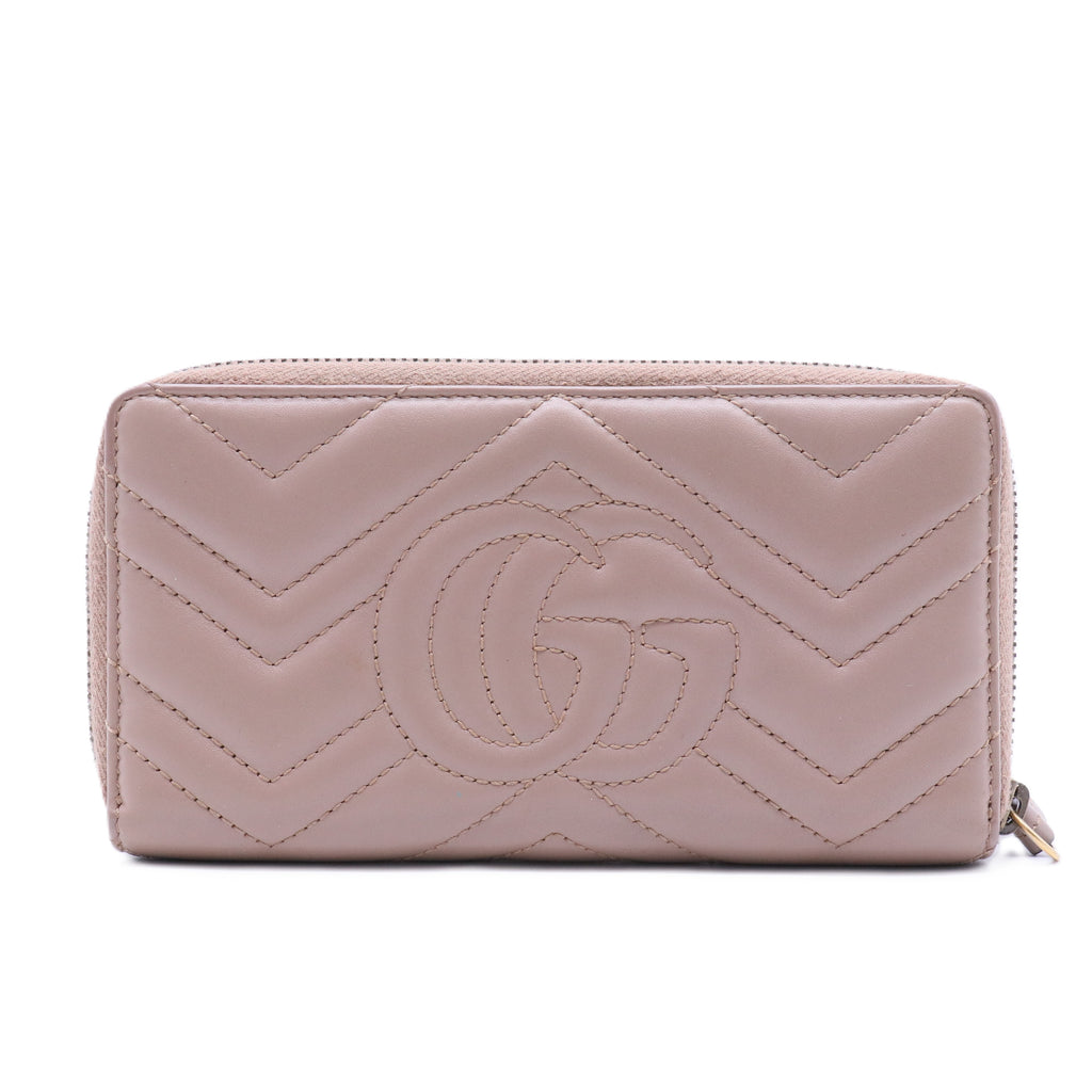 GG Marmont Wallet Zip Around Matelasse Dusty Pink