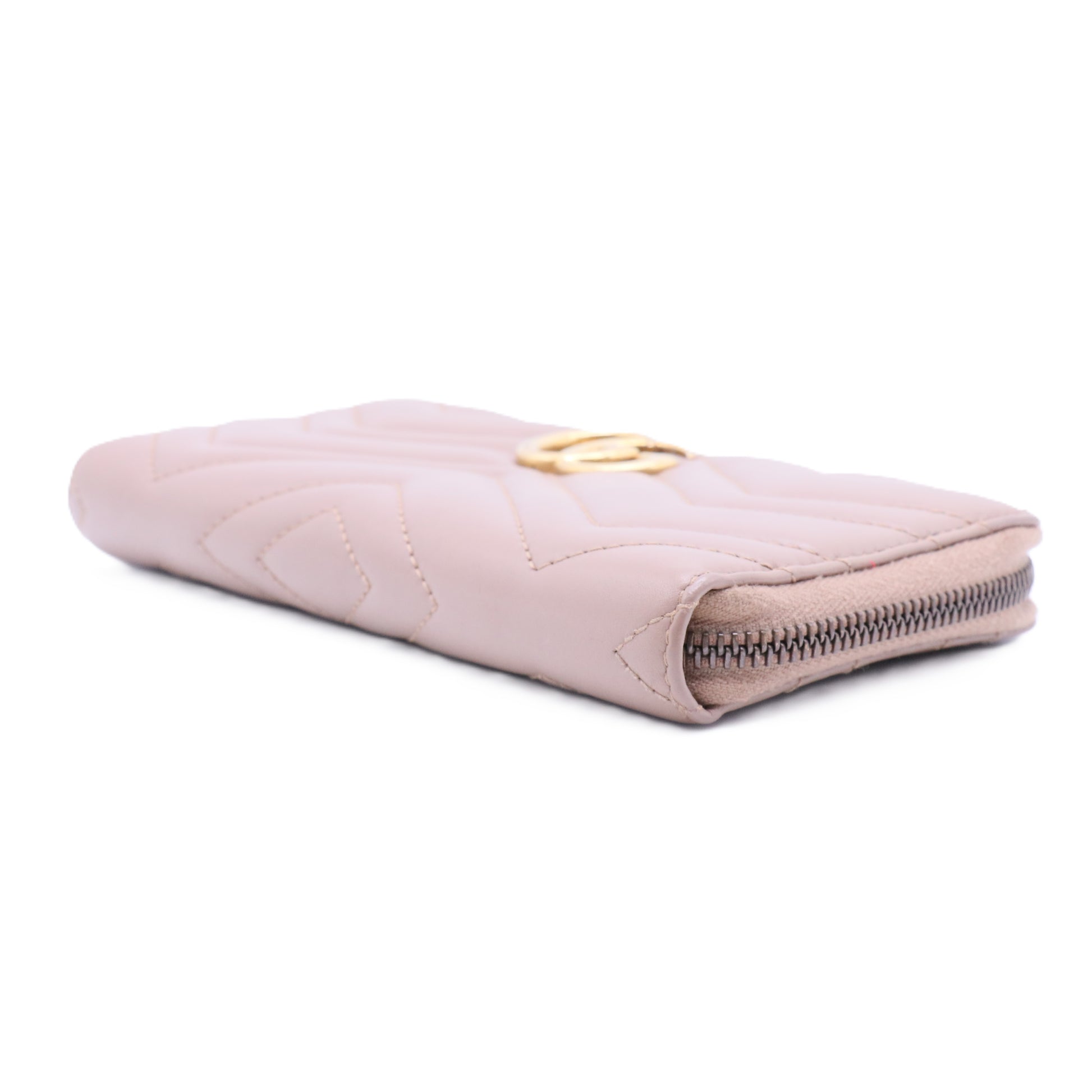 GG Marmont Wallet Zip Around Matelasse Dusty Pink
