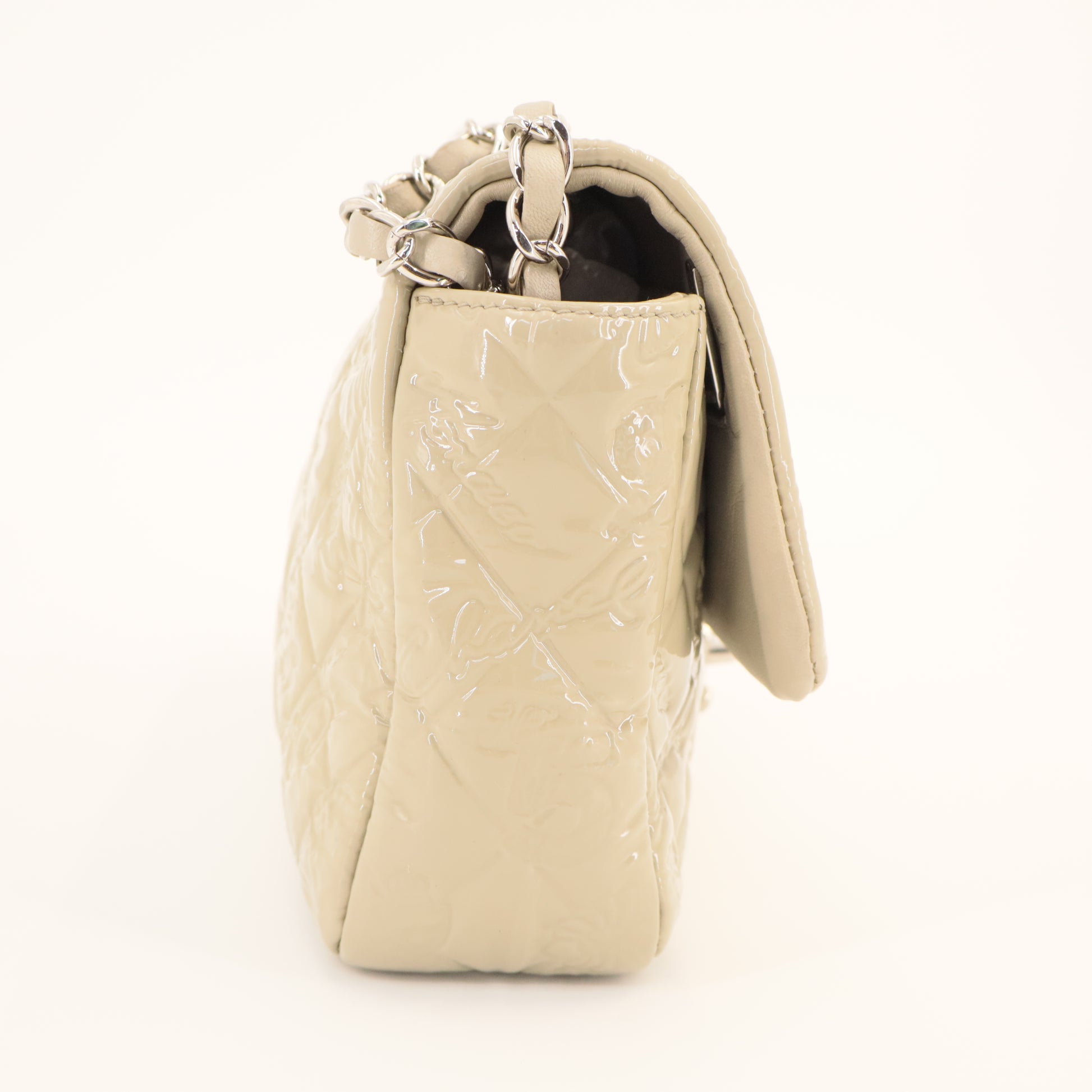 Chanel Classic Flap Bag in Patent Leather with Embossed Symbols twins