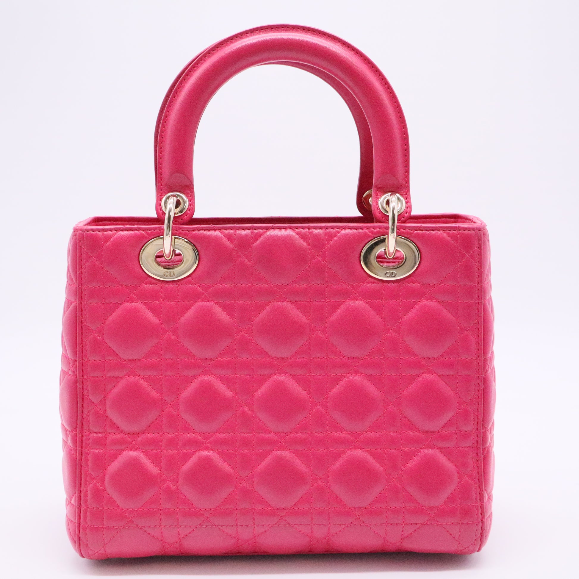 Dior Lambskin Cannage Medium Lady Dior Fuchsia
