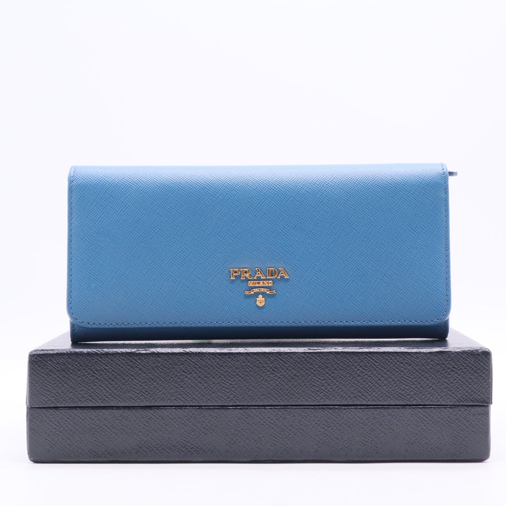 Blue Saffiano leather wallet