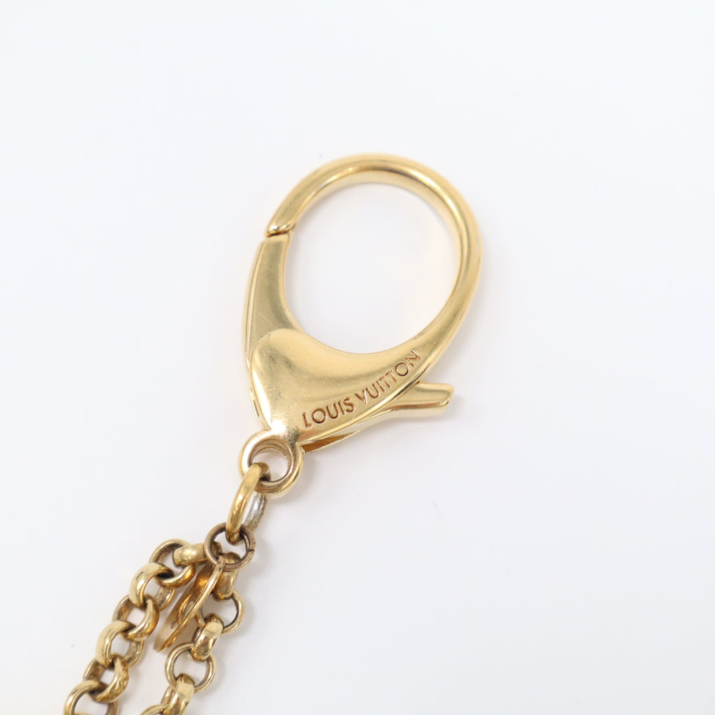 Cream & Gold Monogram Whirly Flower Bag Charm W21963