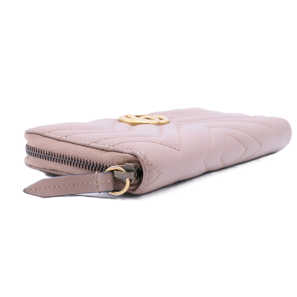 GG Marmont Wallet Zip Around Matelasse Dusty Pink