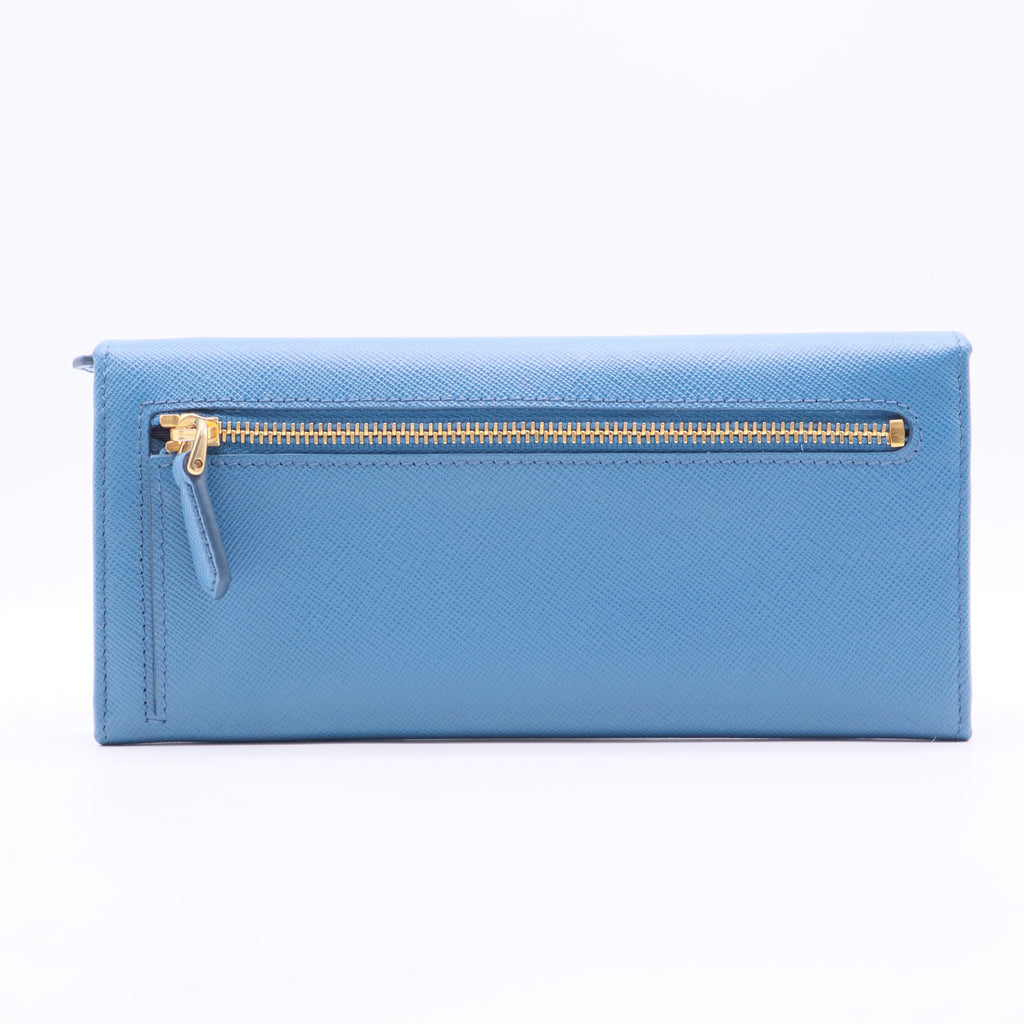 Blue Saffiano leather wallet