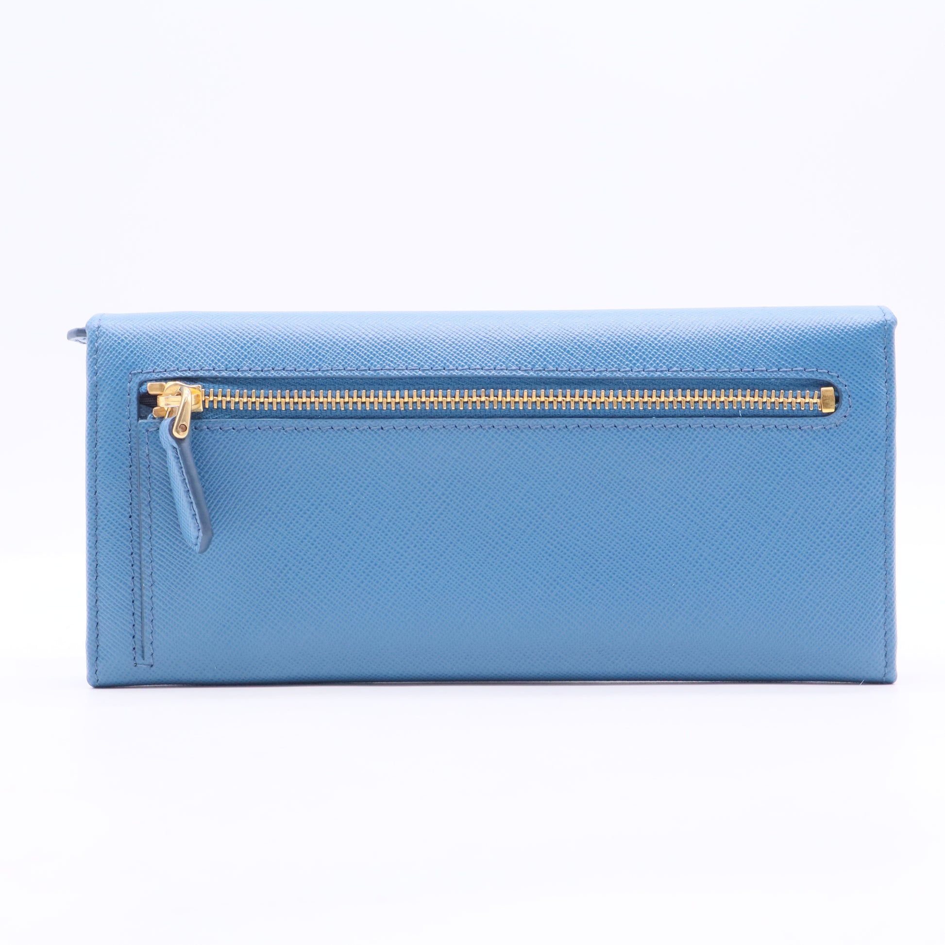 Blue Saffiano leather wallet