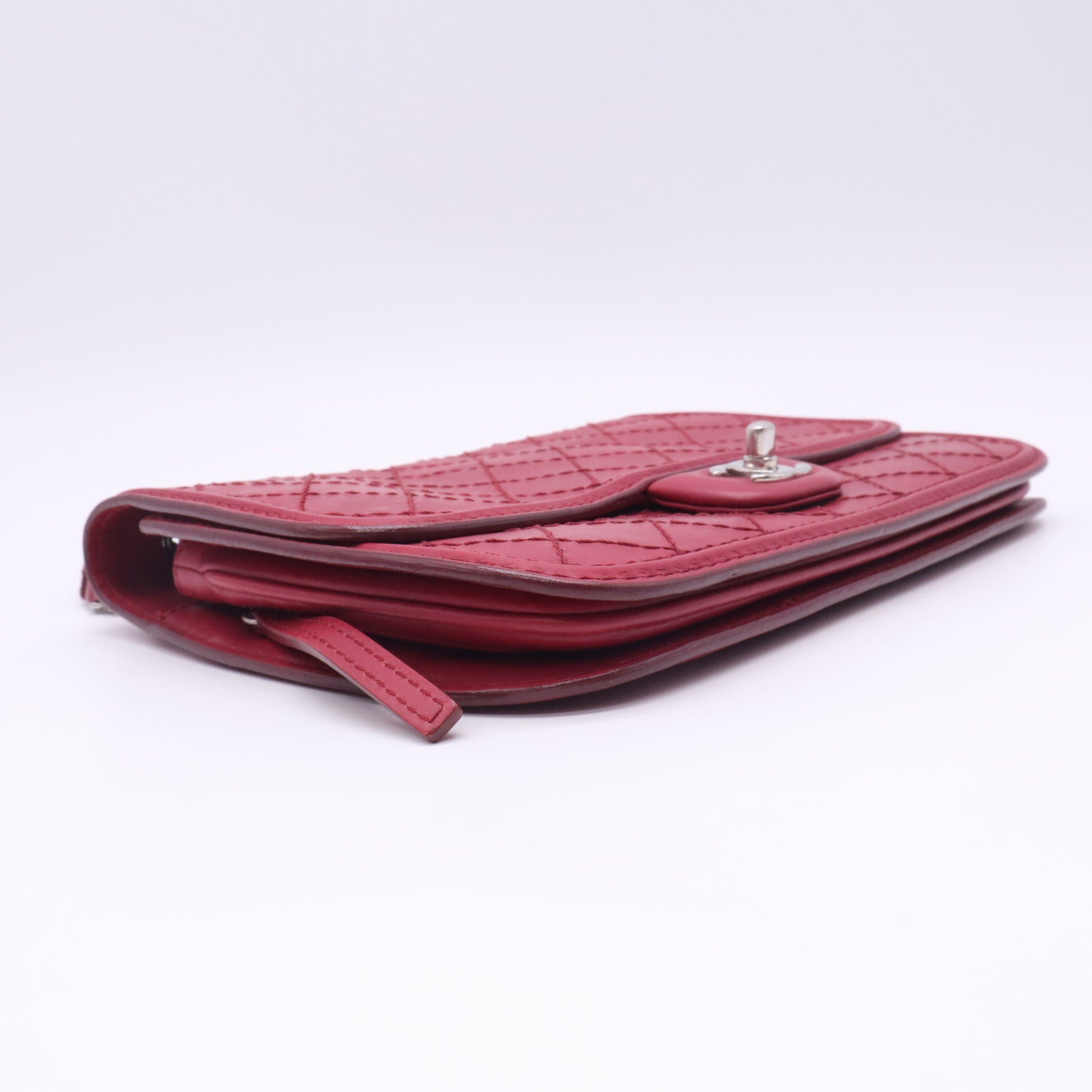 Chanel Red Double Stitch Calfskin French Riviera Single Flap Leather Twins LDJ5021