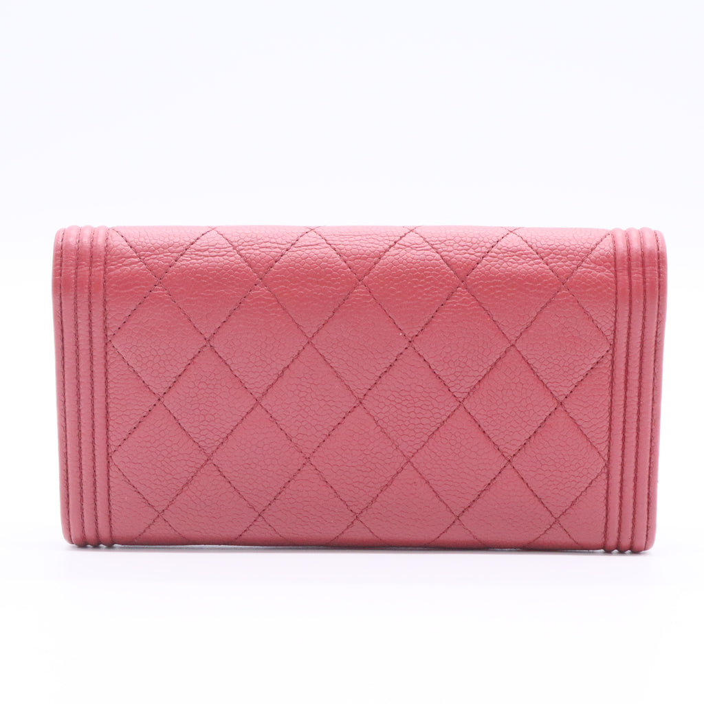 Chanel Boy Bag lambskin solid color quilted square shape double C clasp wallet twins