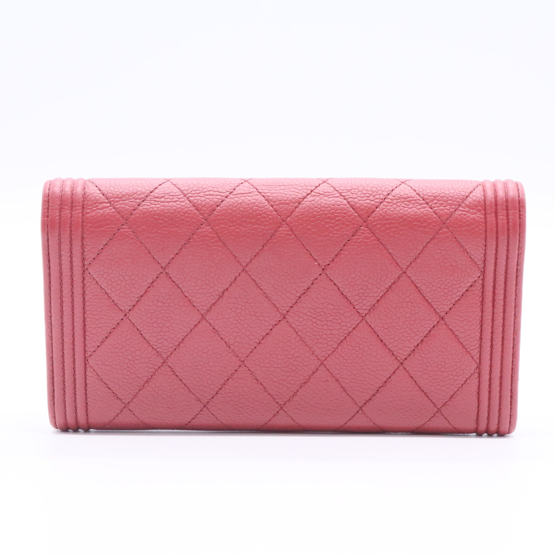 Chanel Boy Bag lambskin solid color quilted square shape double C clasp wallet twins