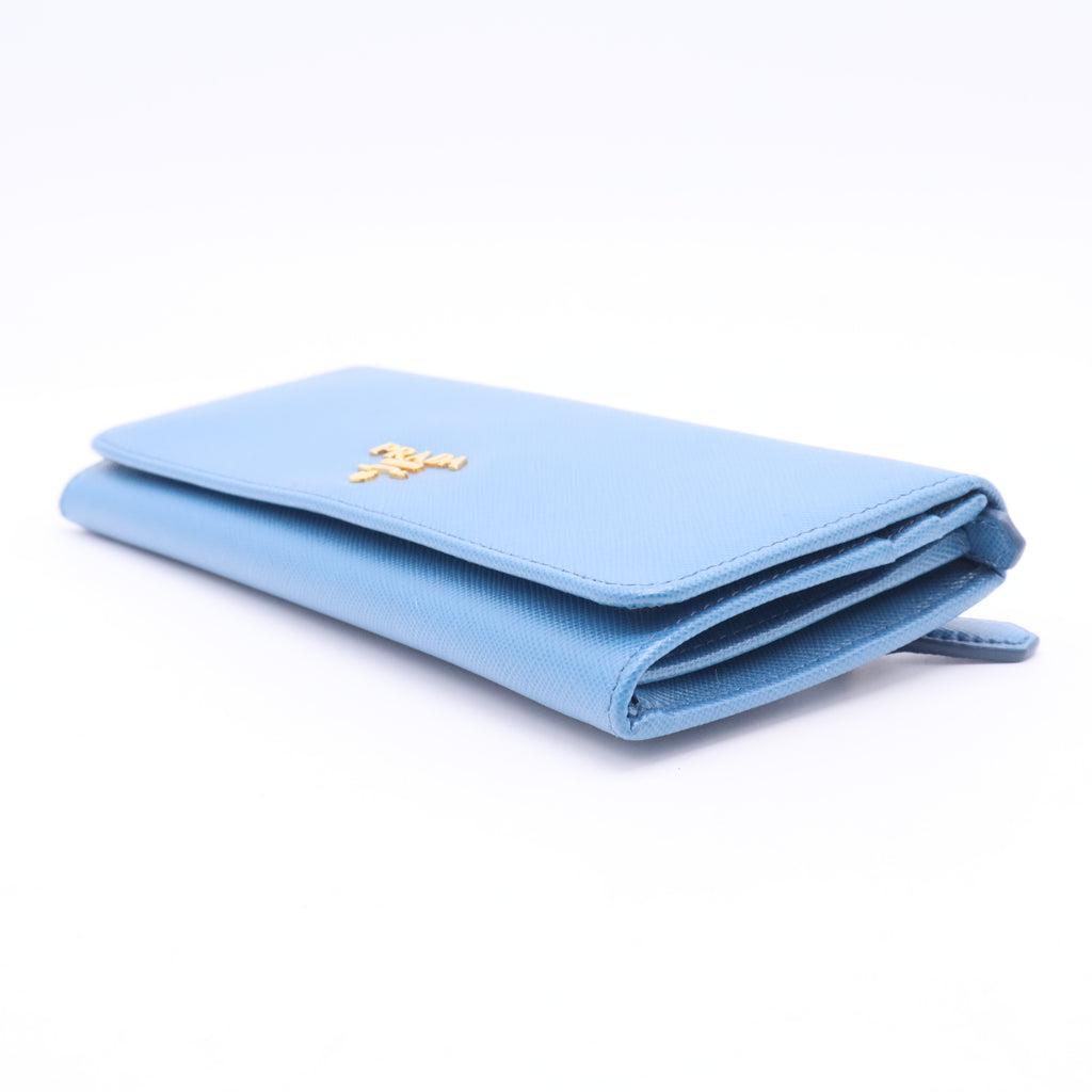 Blue Saffiano leather wallet