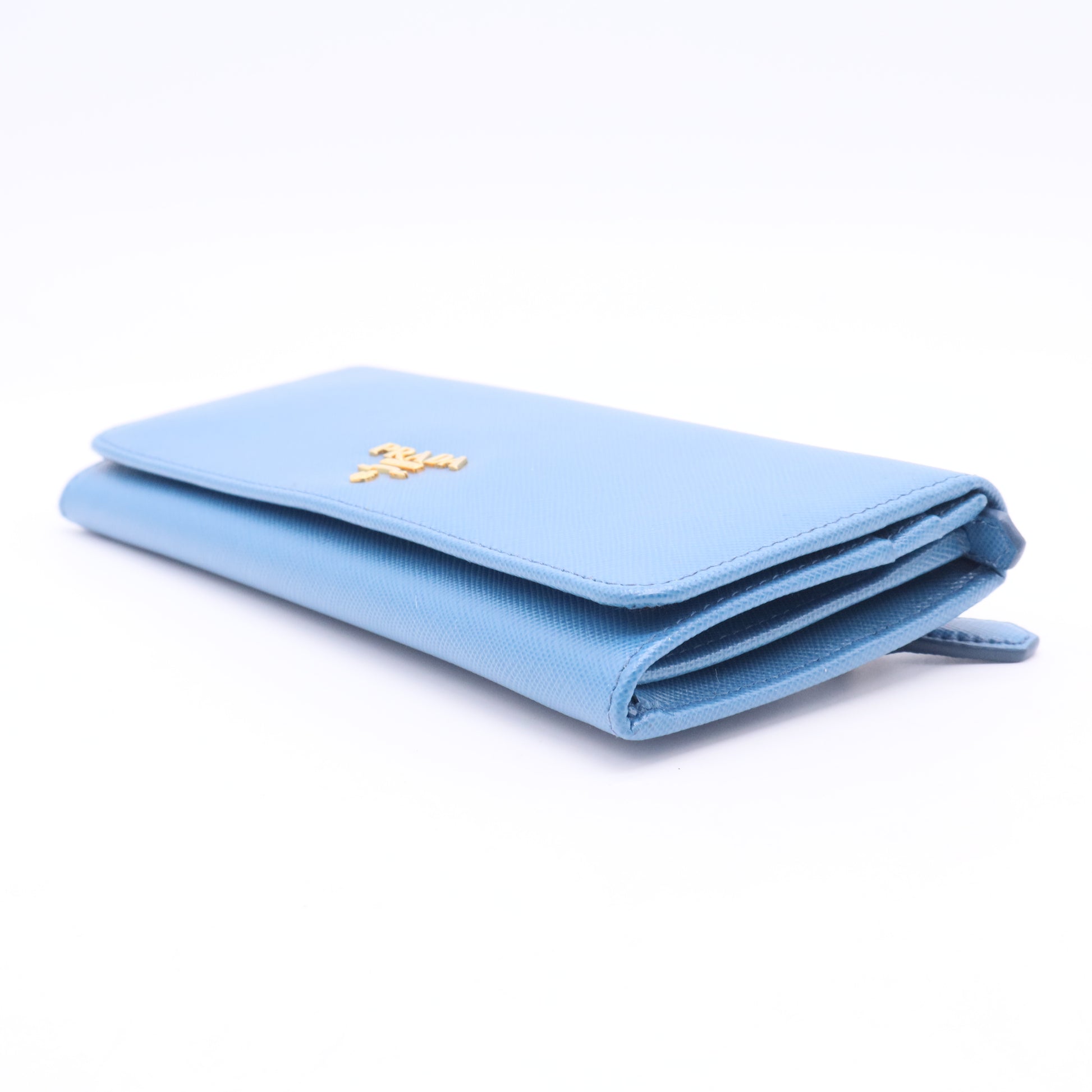 Blue Saffiano leather wallet