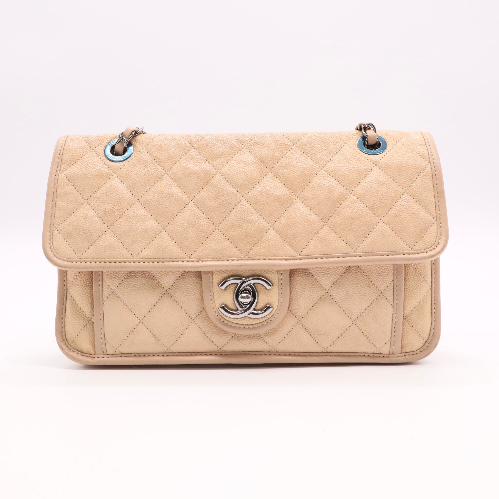 Chanel French Riviera Flap Bag Quilted Caviar Large twins