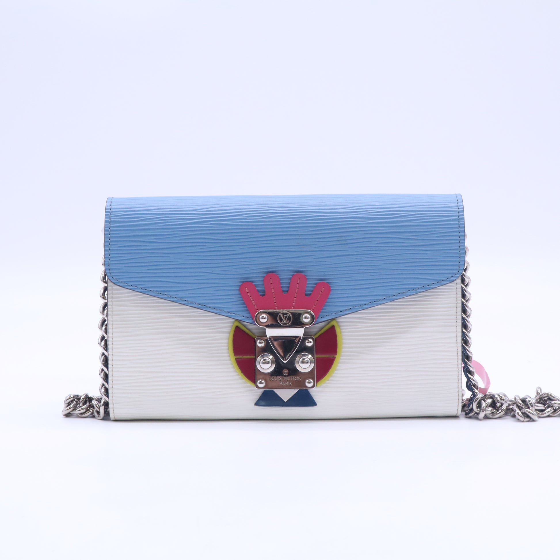 Louis Vuitton Epi Tribal Mask Chain Wallet Blue White Twins LDJ5793