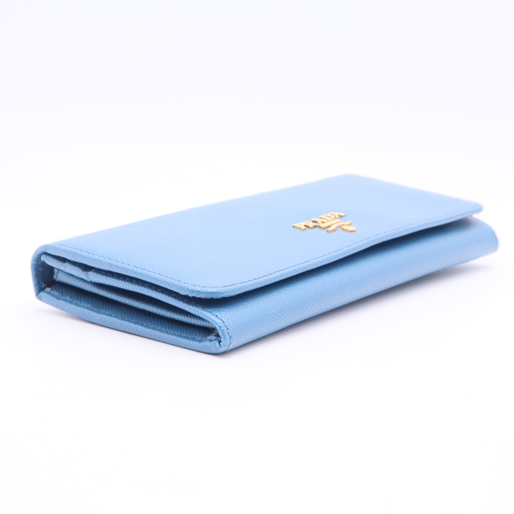 Blue Saffiano leather wallet