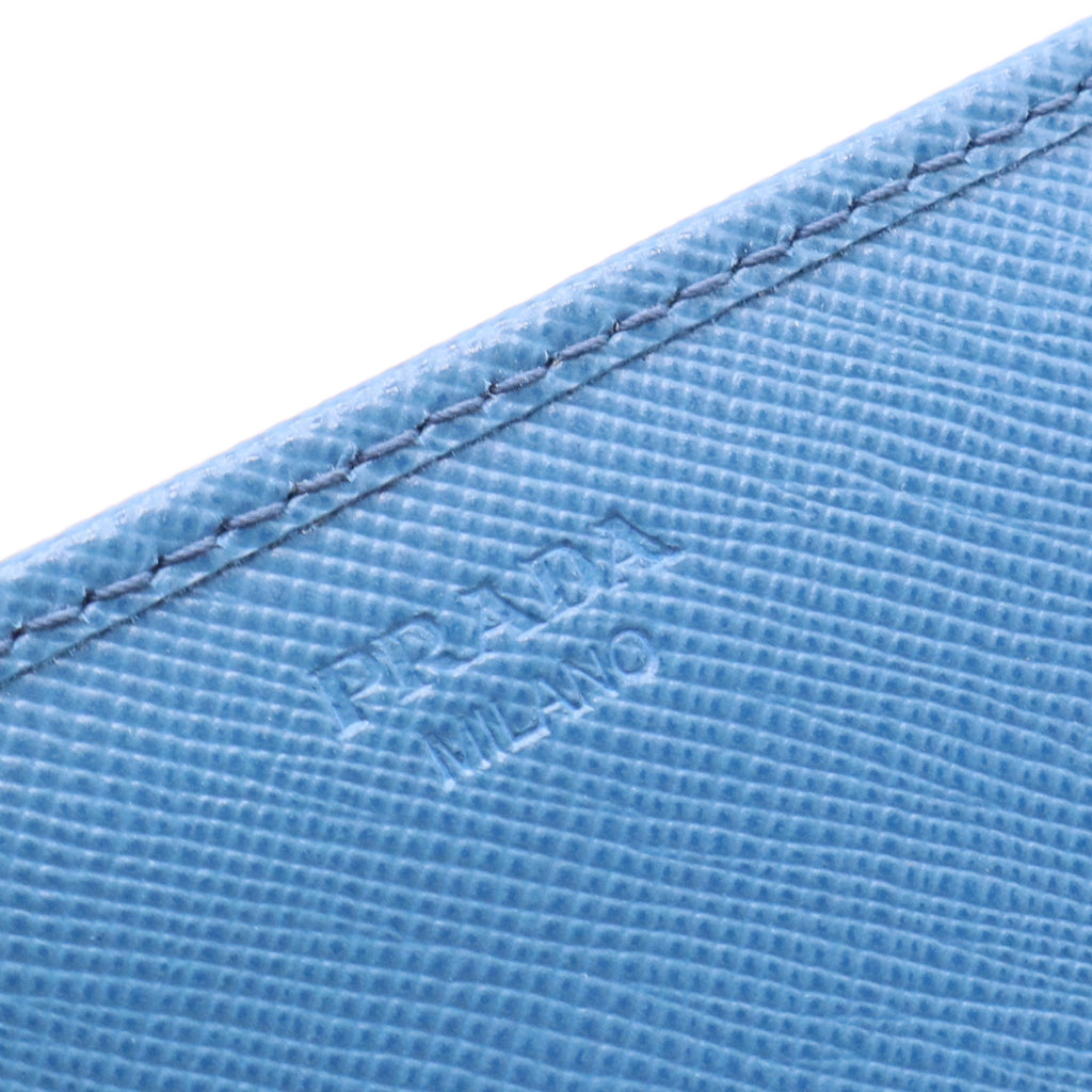 Blue Saffiano leather wallet