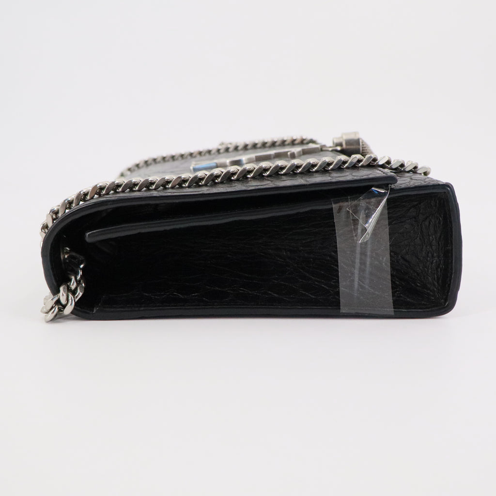 SAINT LAURENT Classic Monogram Tassel Crossbody Bag Crocodile Embossed Leather Medium Twins