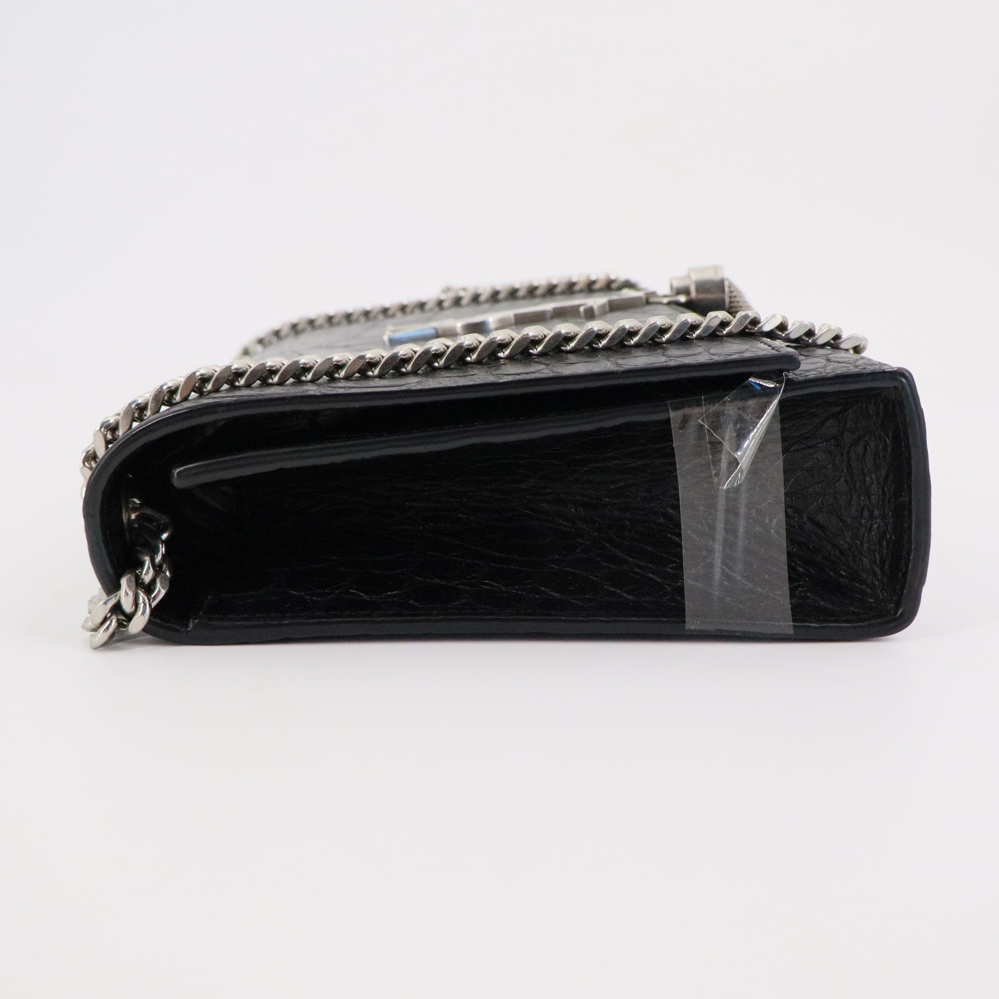 SAINT LAURENT Classic Monogram Tassel Crossbody Bag Crocodile Embossed Leather Medium Twins