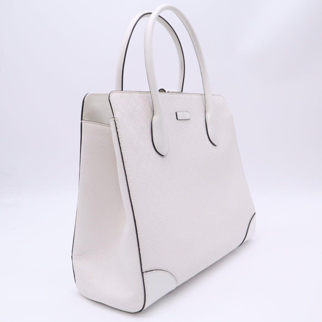 Gucci White Bright Diamante Leather Top Handle Tote Bag B23968