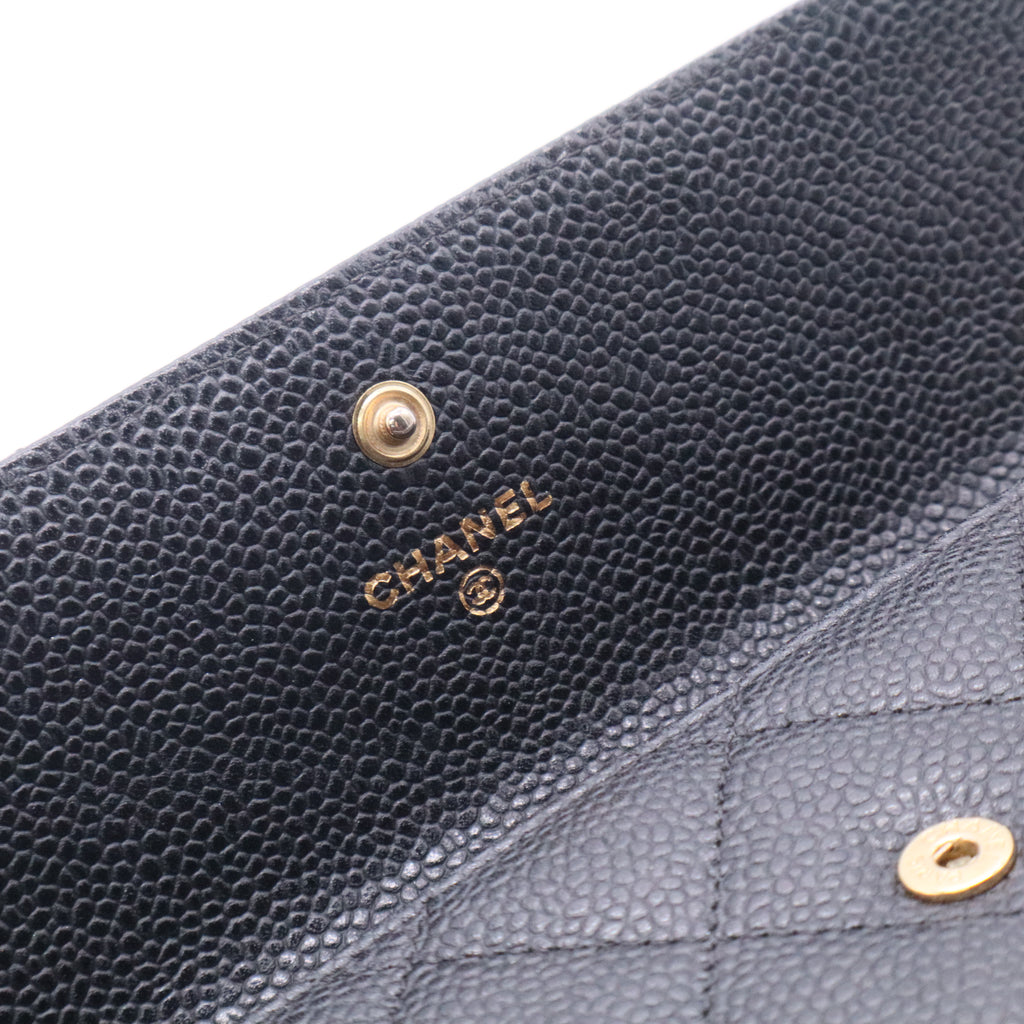 Caviar Skin Black Long Wallet Twins