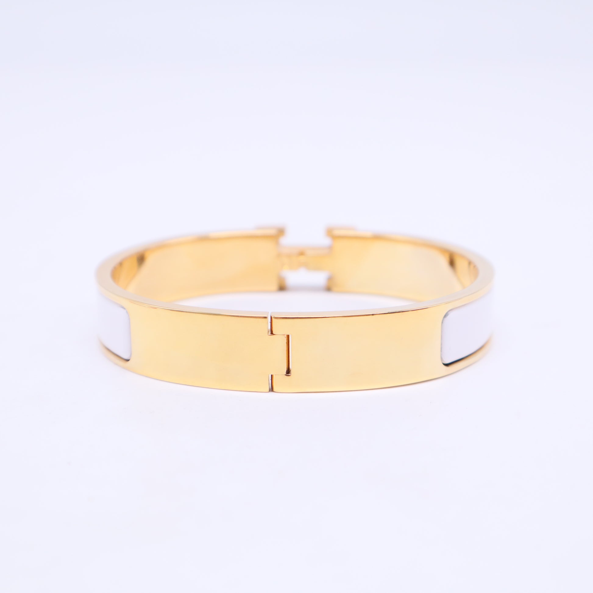 Hermes Enamel Narrow Clic Clac H Bracelet PM White twins W20306