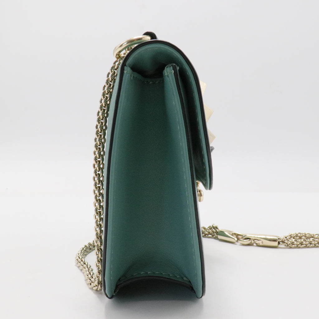 Vitello Small Glam Lock Rockstud Flap Sky Sorbet