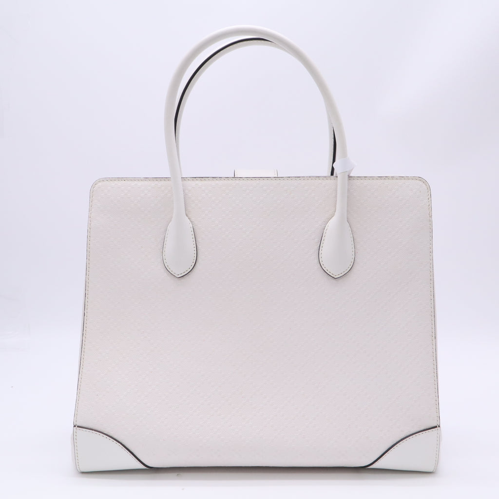 Gucci White Bright Diamante Leather Top Handle Tote Bag B23968