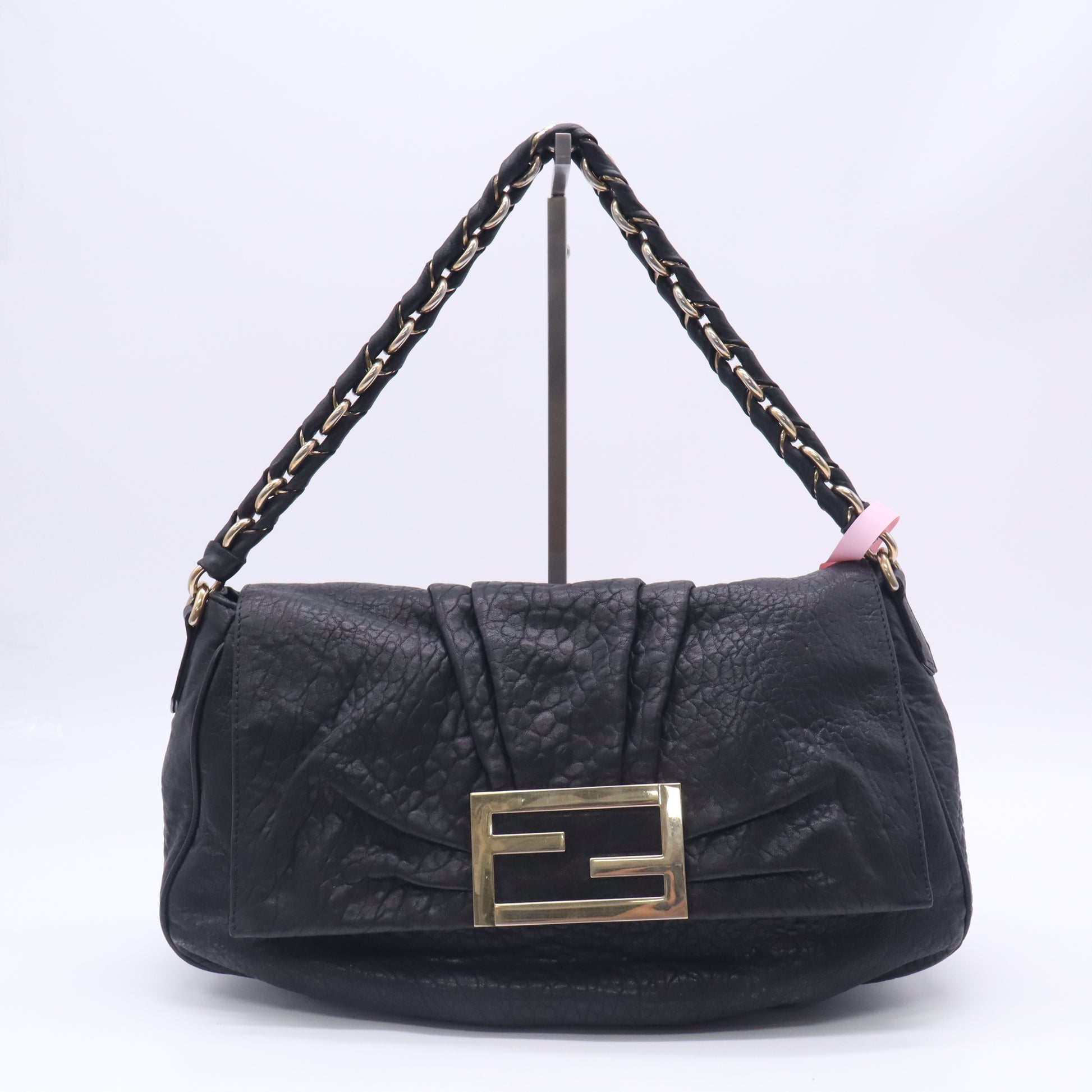 Fendi Black Leather Mia Flap Shoulder Bag Fendi  twins LDJ5805