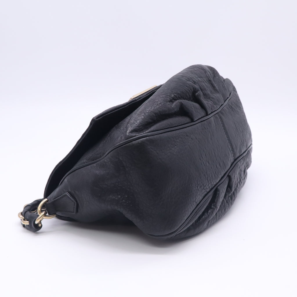Fendi Black Leather Mia Flap Shoulder Bag Fendi  twins LDJ5805