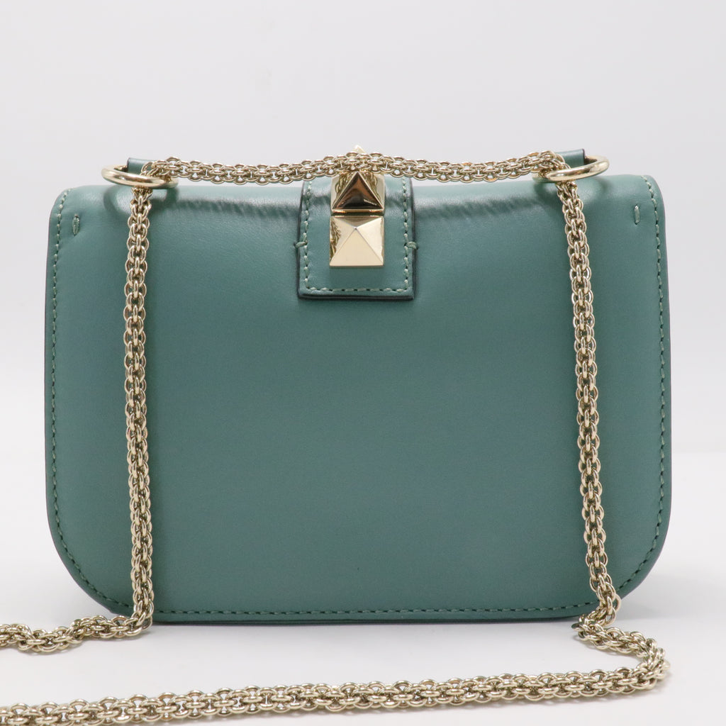 Vitello Small Glam Lock Rockstud Flap Sky Sorbet