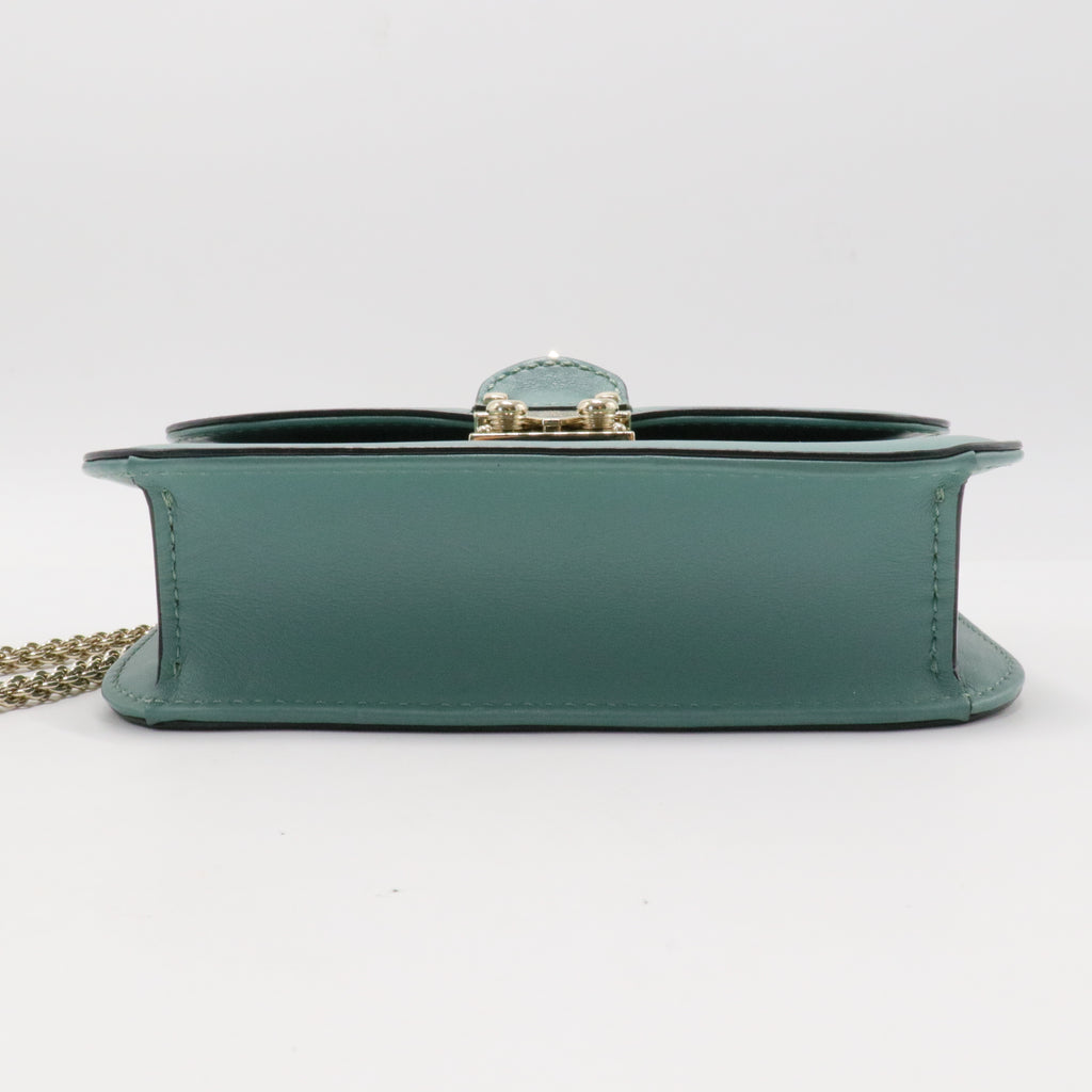 Vitello Small Glam Lock Rockstud Flap Sky Sorbet