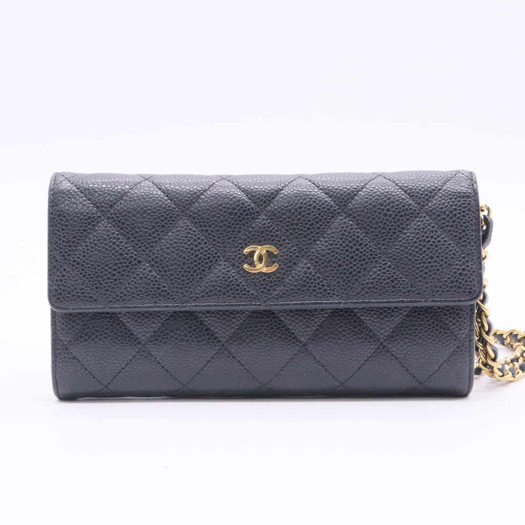 Caviar Skin Black Long Wallet Twins