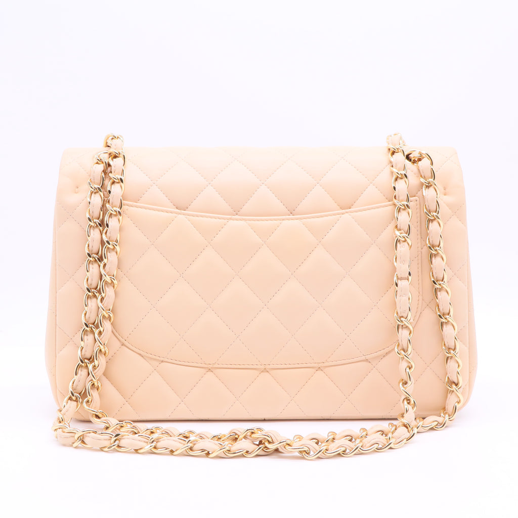 Caviar Quilted Medium Double Flap Light Beige