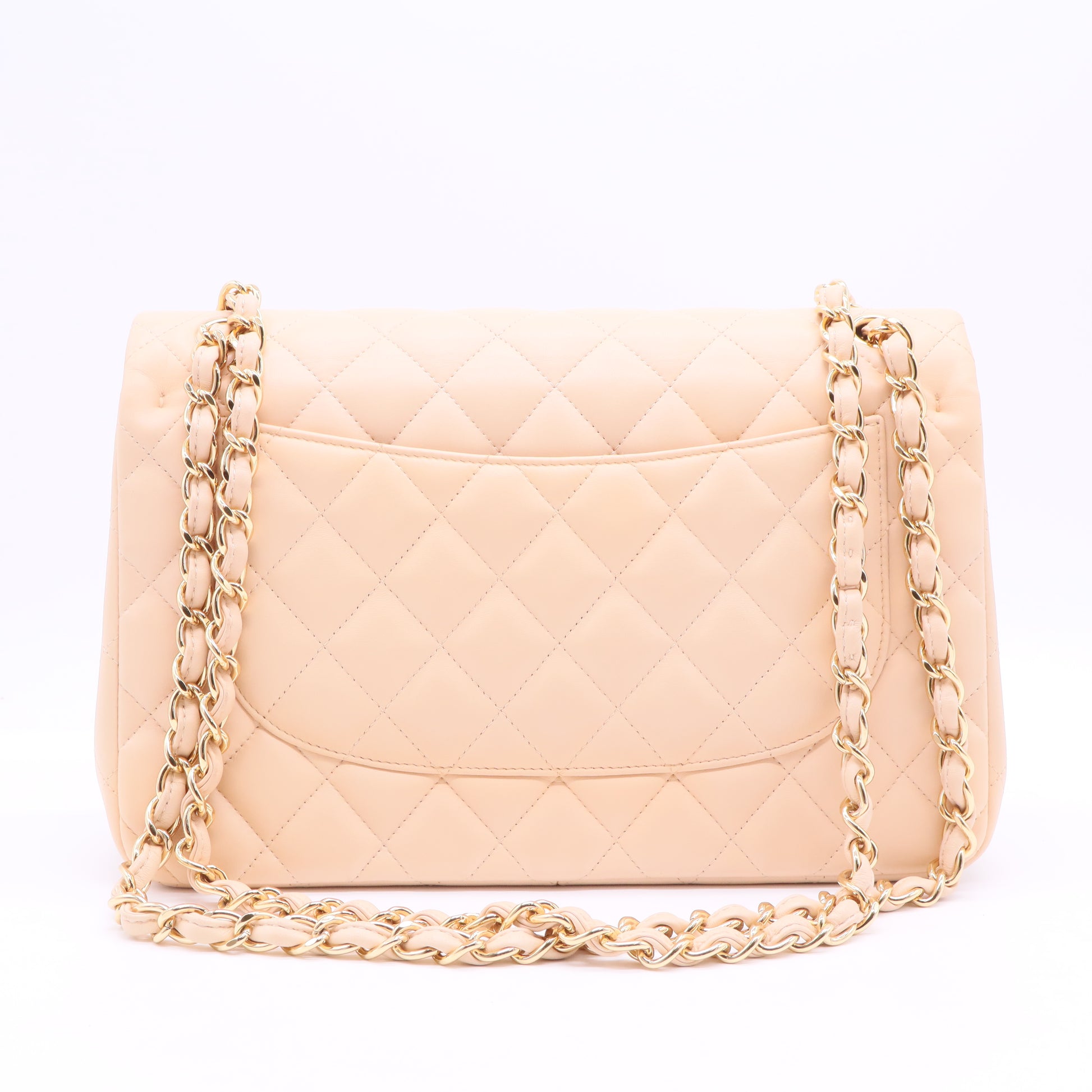 Caviar Quilted Medium Double Flap Light Beige