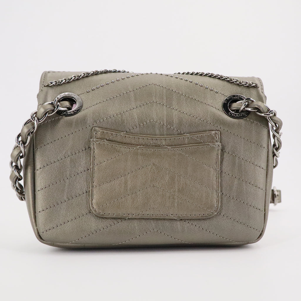 Chanel Crumpled Calfskin Chevron Chain Mini Square Flap twins