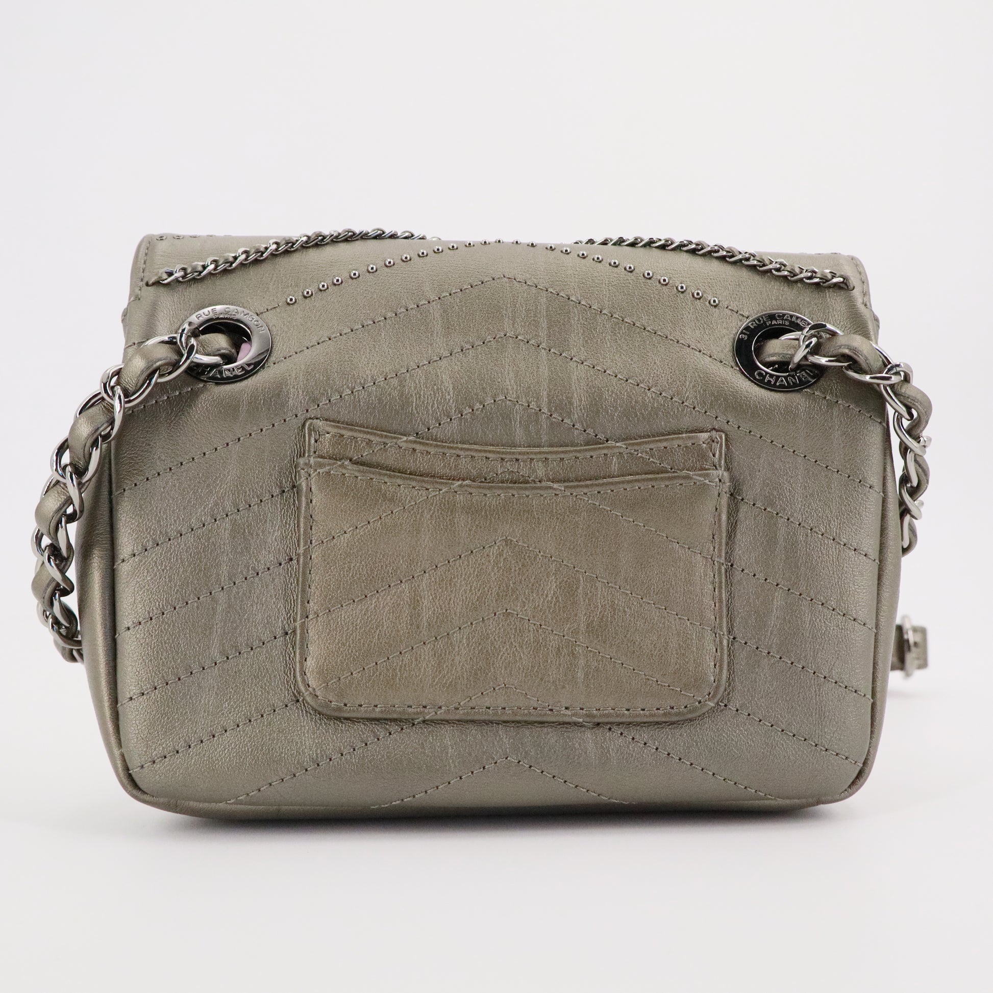 Chanel Crumpled Calfskin Chevron Chain Mini Square Flap twins