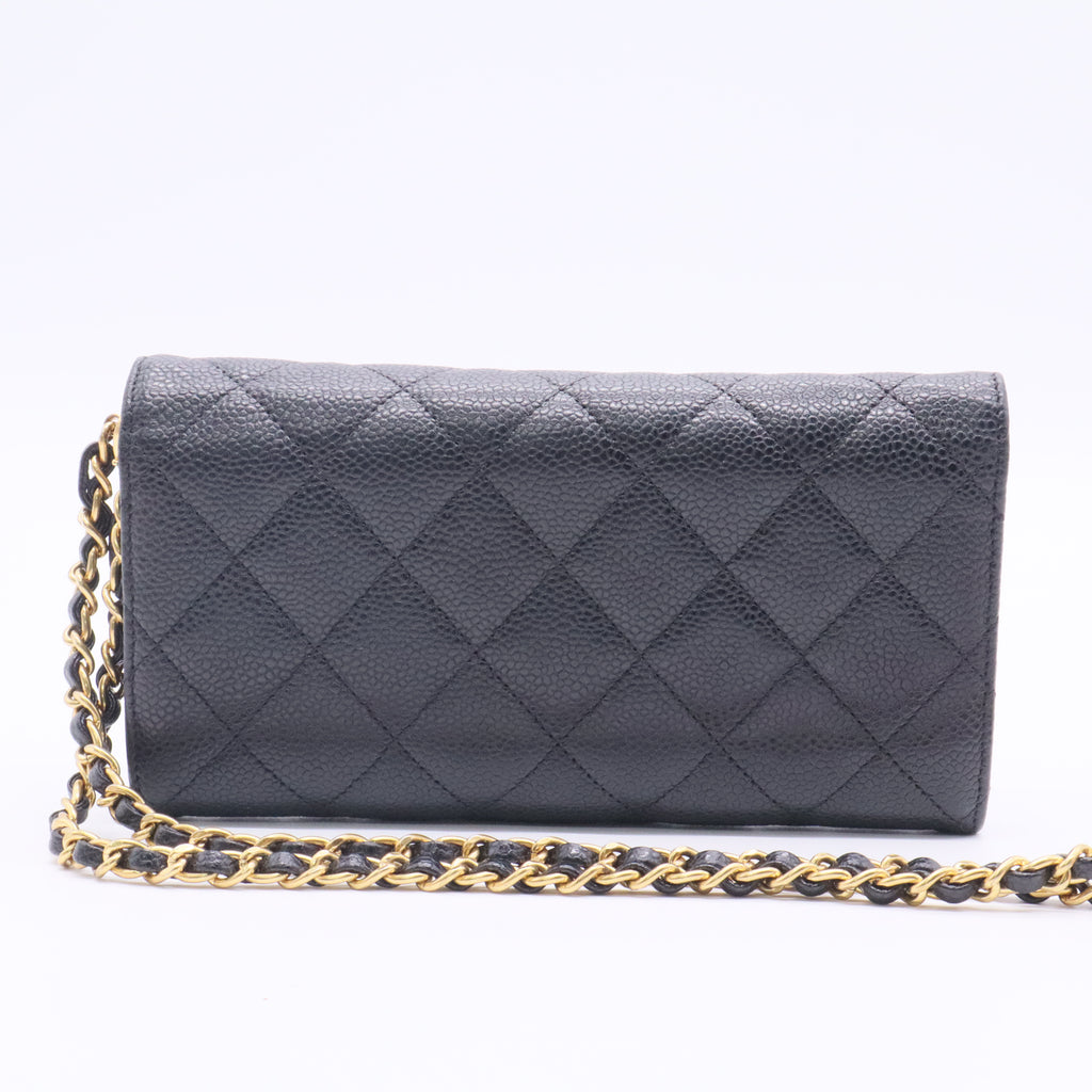 Caviar Skin Black Long Wallet Twins