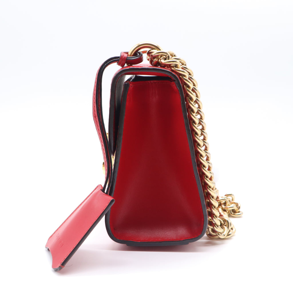 Guccissima Signature Small Padlock Top Handle Bag Hibiscus Red B21664