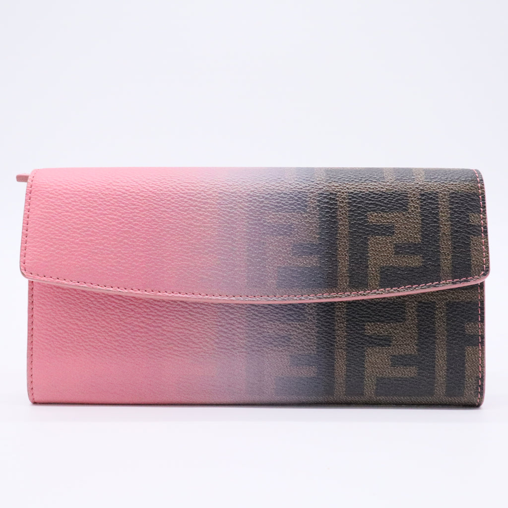 Pink Ombre Zucca Coated Canvas Continental Wallet