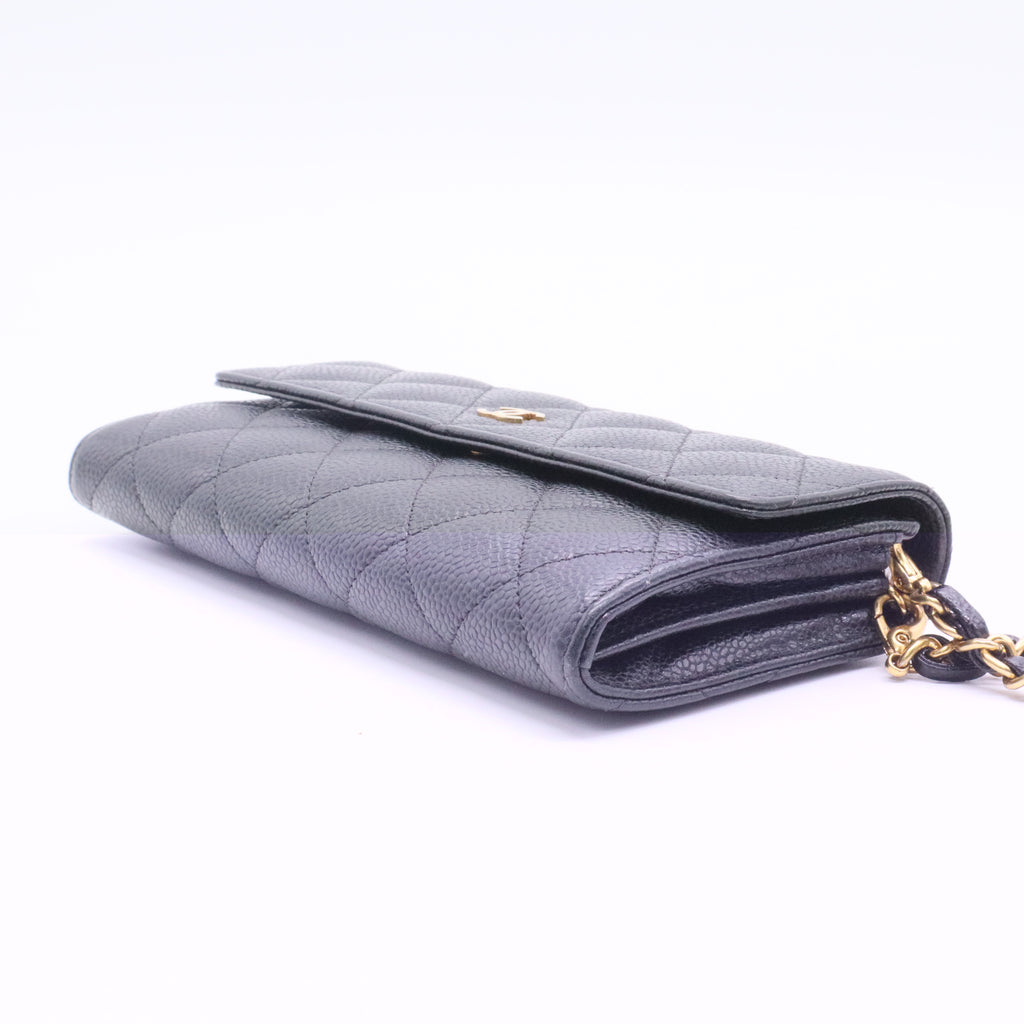 Caviar Skin Black Long Wallet Twins
