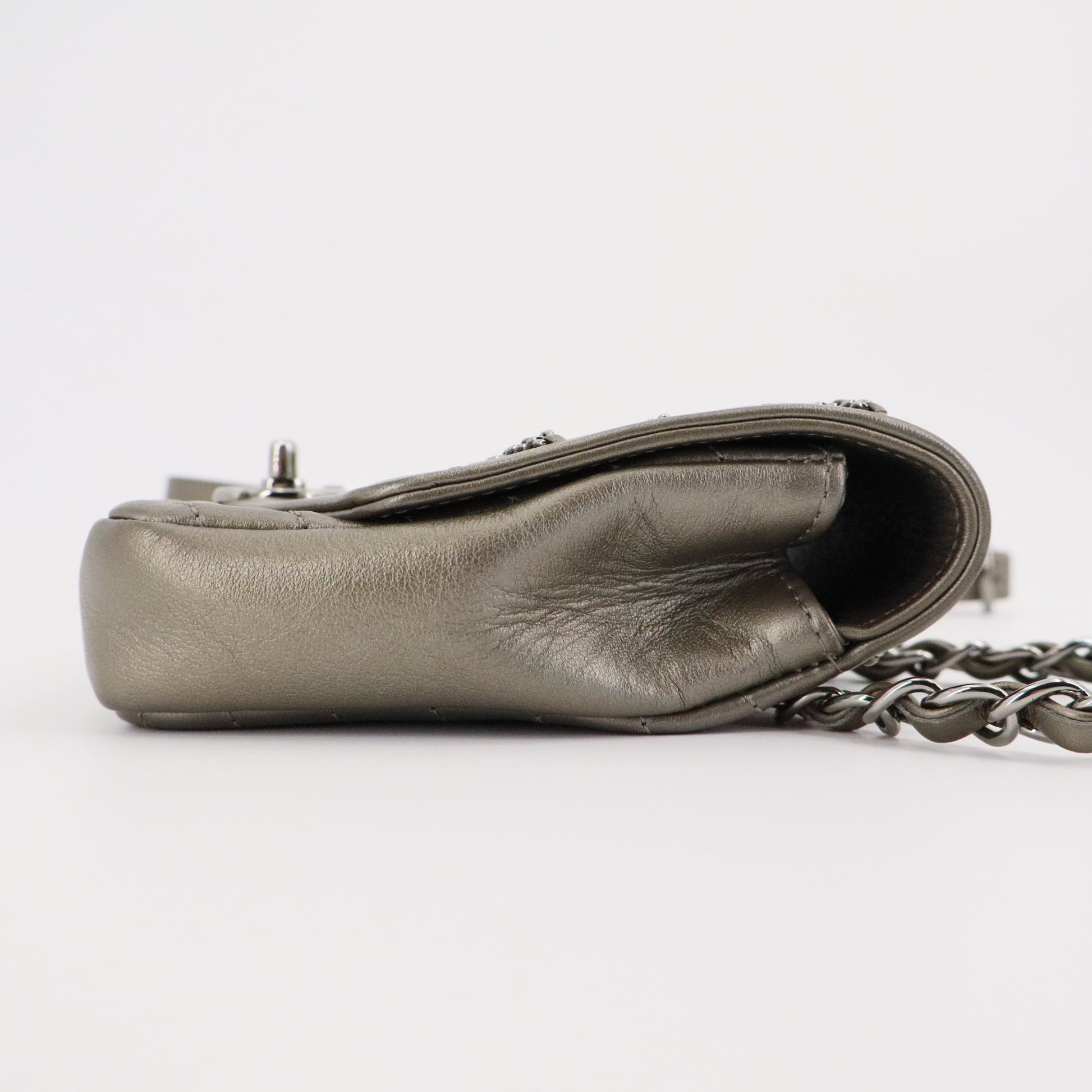 Chanel Crumpled Calfskin Chevron Chain Mini Square Flap twins