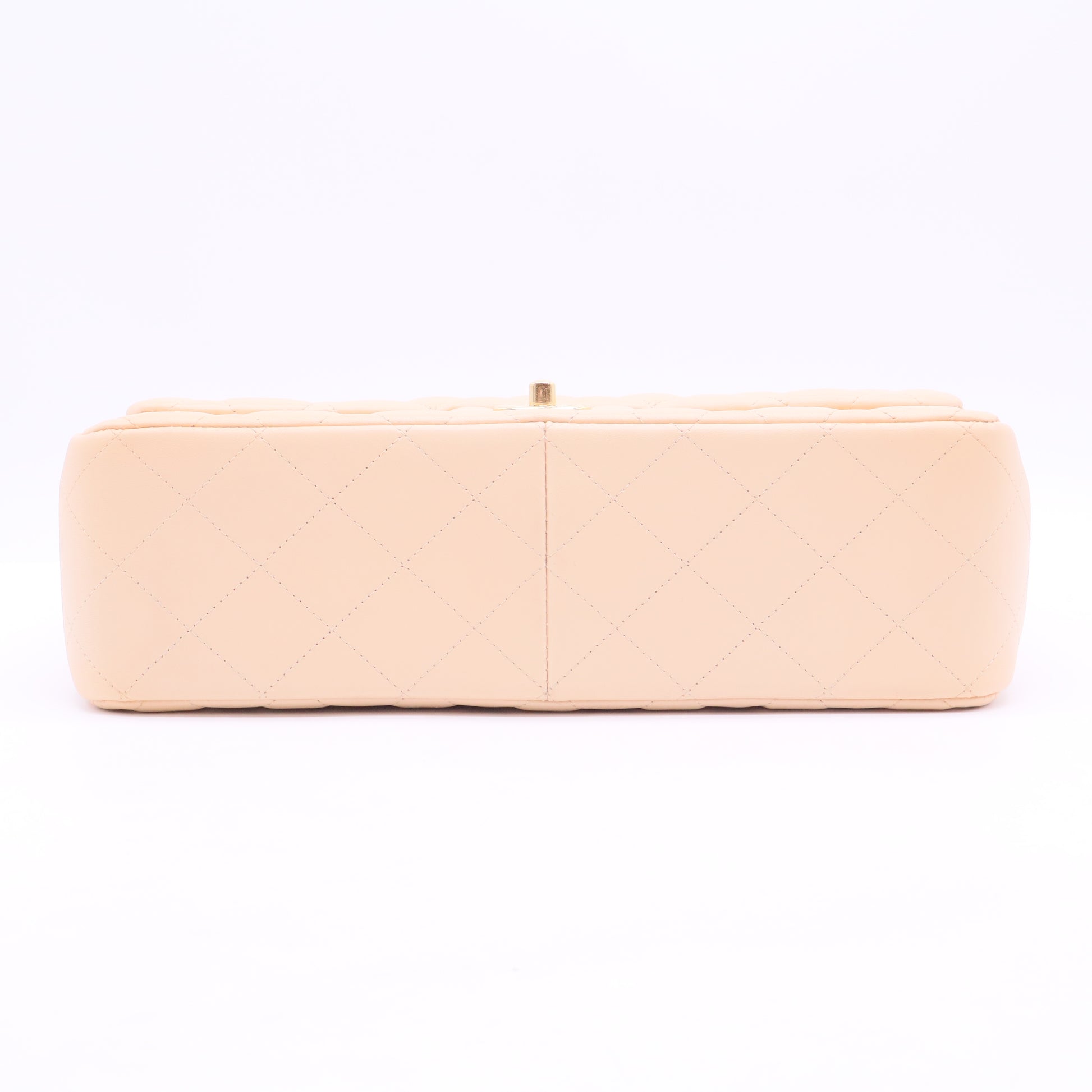 Caviar Quilted Medium Double Flap Light Beige