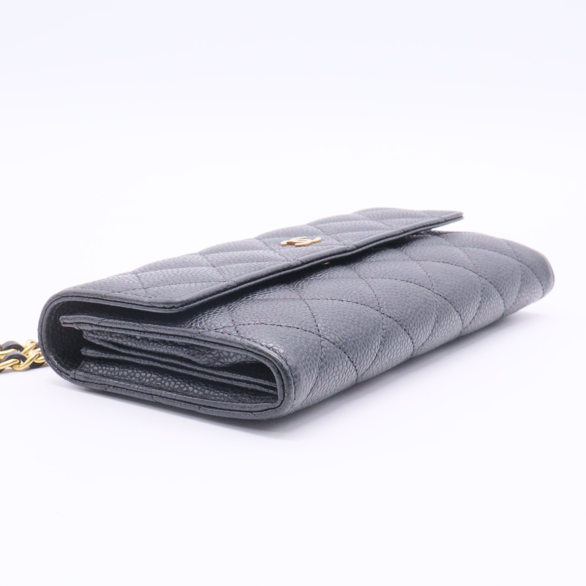Caviar Skin Black Long Wallet Twins