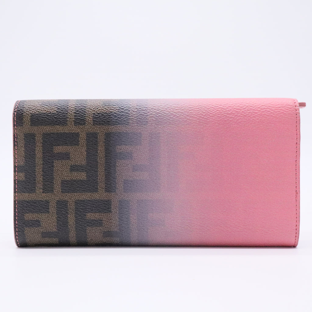 Pink Ombre Zucca Coated Canvas Continental Wallet
