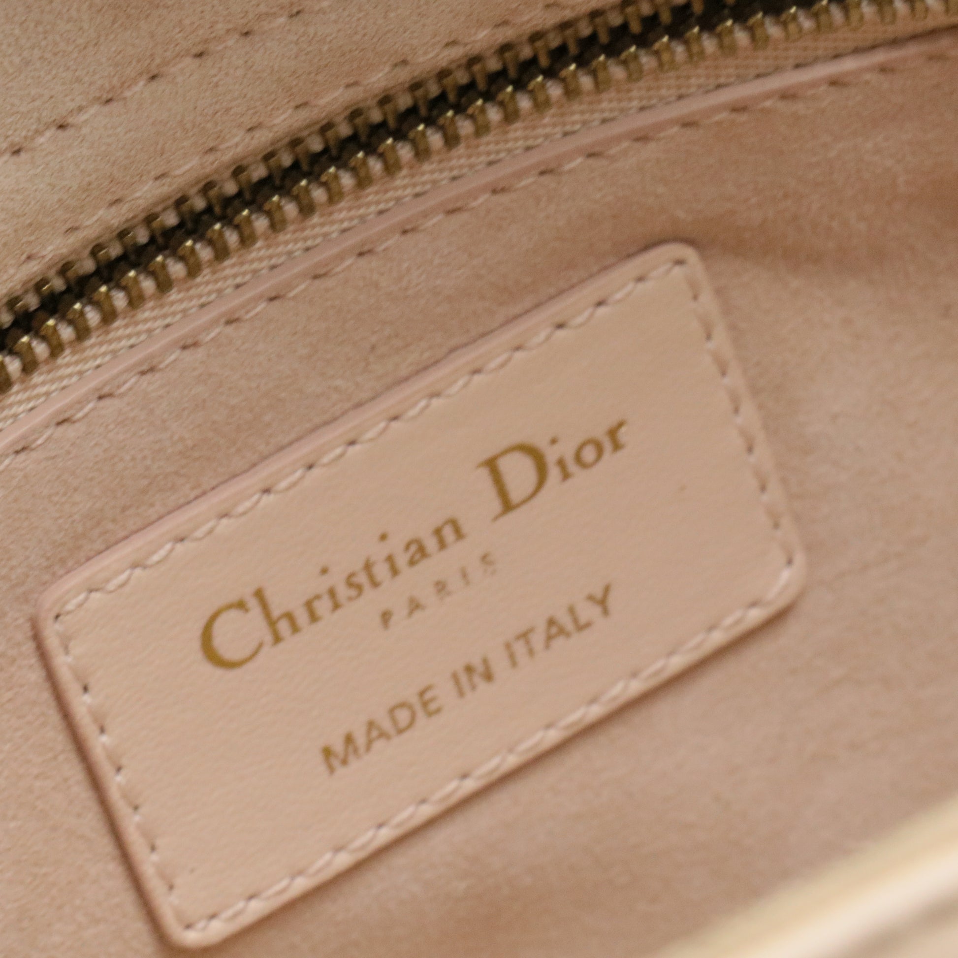 Christian Dior  Calfskin Cannage Studded Medium Supple Lady Dior Light Pink