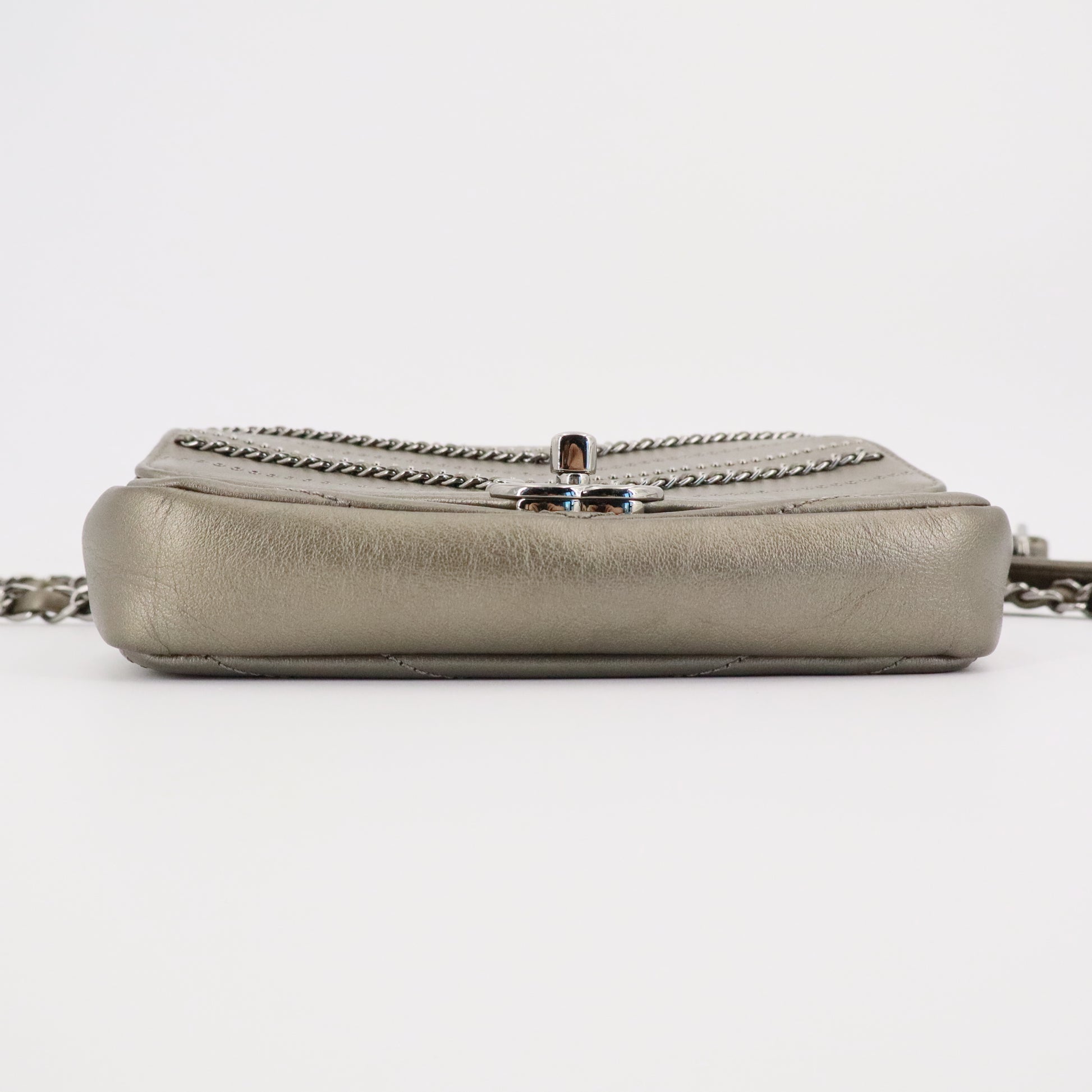Chanel Crumpled Calfskin Chevron Chain Mini Square Flap twins